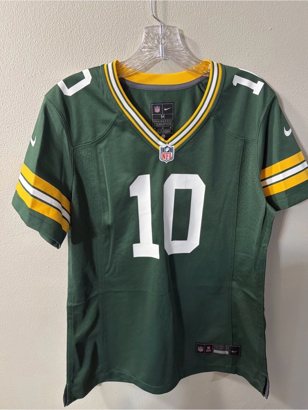 NFL Women's Green Jersey with White Number and Yellow Accents